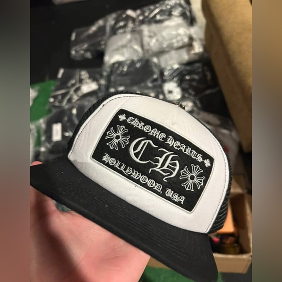 Chrome Hearts Black and White Trucker Hat - Picture 1 of 4
